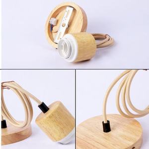 Wooden Pendant <b>Light</b> E27 Round Solid Wood LED <b>Light</b> Source Switch Control Single Head <b>Chandelier</b> For Hotels And Guesthouses - Product Image 3
