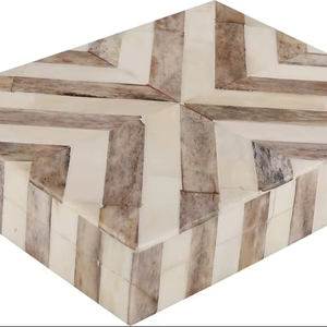 กล่องใส่กระดาษทิชชูทำมือฝังลายดอกไม้เรขาคณิตกล่องใส่ของตกแต่งบ้าน - Product Image 1