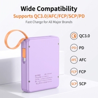 Kit de batterie externe DIY 4 cellules 18650 sans soudure avec 2 câbles intégrés, coque de charge rapide 22,5 W et affichage numérique pour téléphones et tablettes