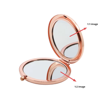 Personalized Cosmetic Pocket Mirror Rose Gold Dual Sided Magnifying Foldable Compact with Logo