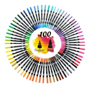 100 renk ince liner kalem ve fırça boyama malzemeleri