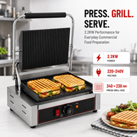 Grill de contact commercial de haute qualité pour sandwichs, en acier inoxydable, avec plaque antiadhésive, idéal pour les cafés