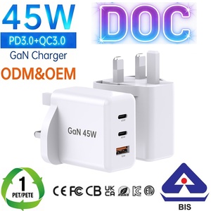 Caricabatterie Rapido <span class=keywords><strong>Portatile</strong></span> Tommox OEM ODM 45W GaN per Tablet e <span class=keywords><strong>Smartphone</strong></span>, Adattatore UK per iPad iPhone Samsung Tipo C - Product Image 1