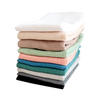 Serviettes de cuisine en coton 100% uni, gaufrées, 35*35cm, réutilisables, absorbantes, disponibles en plusieurs couleurs, livraison rapide