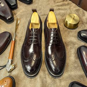 Chaussures Oxford en cuir de vachette haut de gamme, grises, bout carré, respirantes, chaussures de bureau, fermeture à lacets, chaussures habillées pour hommes - Product Image 3