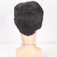 Perruques sans lacet pour hommes, style européen et américain, en cheveux synthétiques courts et volumineux, résistantes à la chaleur, fabriquées à la machine, pour le marché transfrontalier