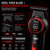 Tondeuse à cheveux sans fil MRY, lame en acier inoxydable, 7500 tr/min, écran LCD, corps en alliage de zinc, pour la maison et les voyages, personnalisation possible