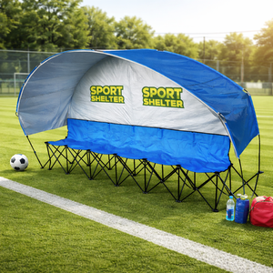 Hete Aanbieding: Teambank met Afdak, Snelle Opbouw, Draagbare Opvouwbare Voetbal Zitbank, 6 Zitplaatsen voor Sport, Kamperen en Buitenactiviteiten - Product Image 4