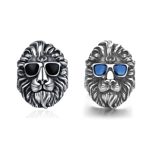 Anelli di Moda Hip Hop Punk Gotico con Testa di Leone, Vintage Cool in Acciaio Inossidabile 316L PVD per Uomo, Gioielli all'Ingrosso Novità 2026 - Product Image 1