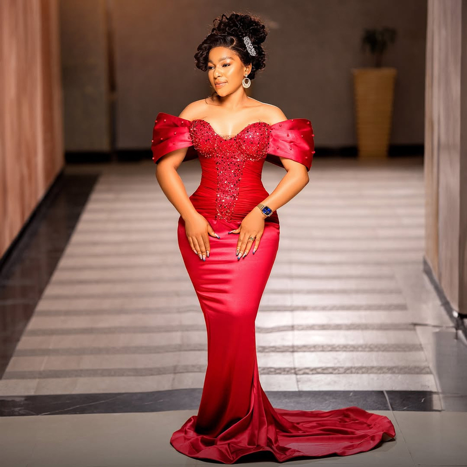 red african prom dresses Red Beaded African Dress: Elegant Prom, Evening, Party Gown