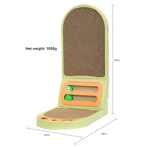 High Quality L-shaped Creative Cat Scratching Board Cat Grinding Claw Interactive Pet Orbital Ball Toy With Bell