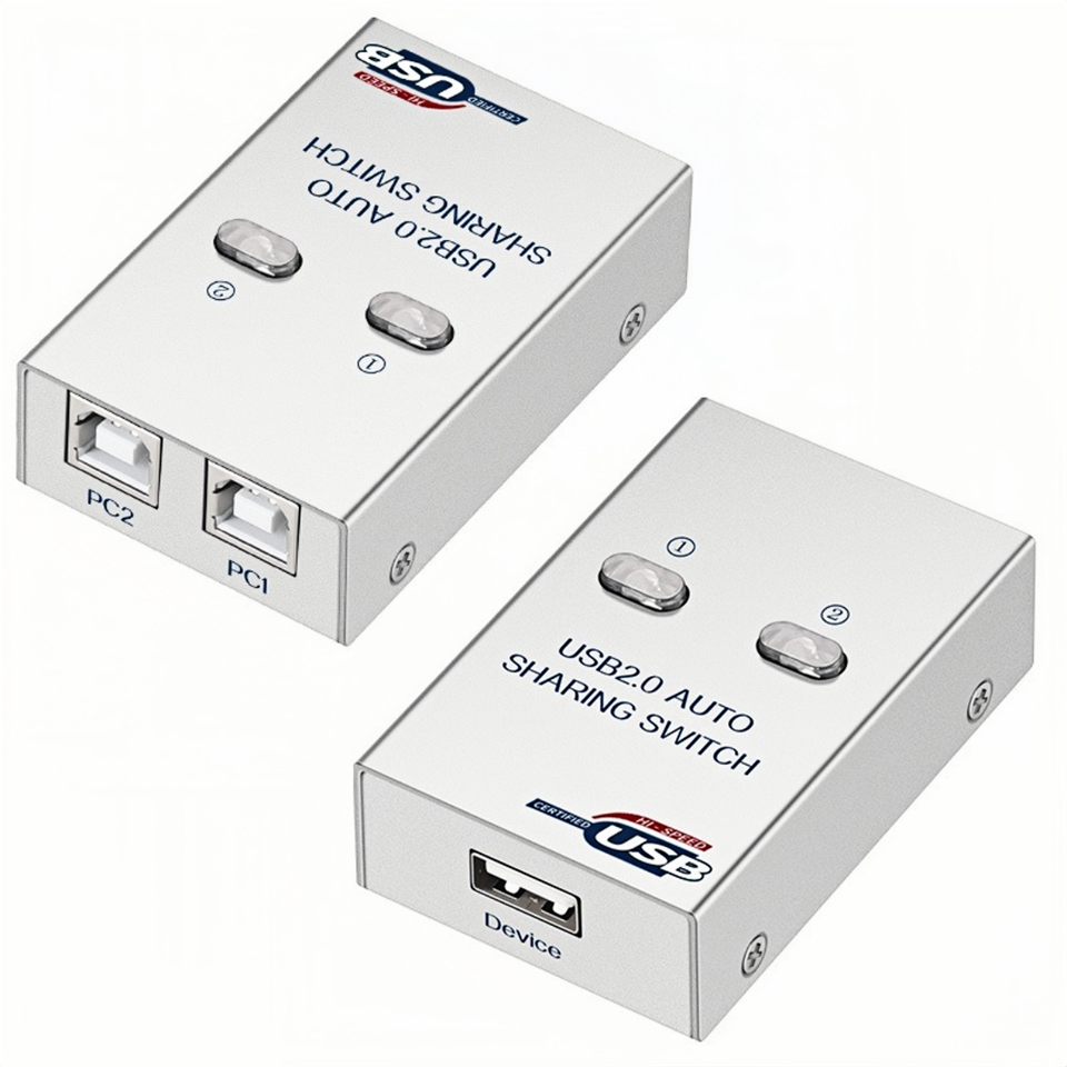 Commutateur USB 2.0 (Hub Switch) - Partage 1 Périphérique (Imprimante) Entre 2 Ou 4 Ordinateurs - Manuel, Sans Alimentation - 10