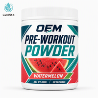 Poudre de pré-entraînement LuvVita OEM, formule personnalisée, marque privée, vente en gros, supplément végétalien, 500g, créatine, poudre de pré-entraînement