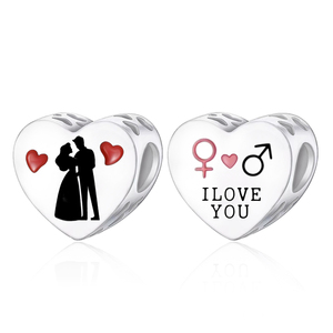 Abalorios de Plata con Forma de Corazón y Gestos de Mano (Niño/Niña) - "Eres Siempre en <span class=keywords><strong>Mi</strong></span> Corazón" - Compatibles con Pulseras <span class=keywords><strong>Originales</strong></span> - Joyería de San Valentín Berluque - Product Image 3