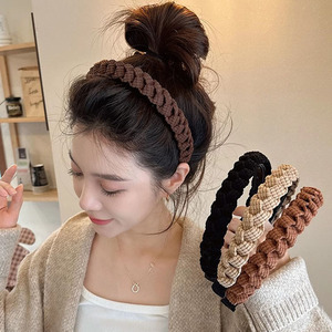 カスタムスタイル 秋冬 ツイストヘアバンド 幅広 アクリル生地 ヘッドループ シンプル エレガント バンド 女性用 デイリーユース - Product Image 2