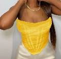Top Corsetto Strutturato in Rete a Spina di Pesce <span class=keywords><strong>da</strong></span> Donna, Trasparente, Senza Spalline, Corto, Stile Blusa, per Serate Casual - Product Image 3