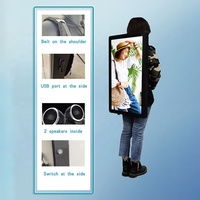 Portátil 32 \ "21,5 \" LCD TV Billboard Máquina de publicidad Póster digital para interior Móvil Caminar Paquete de publicidad móvil Volver