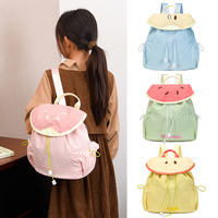 Sac à dos léger et décontracté en nylon pliable avec cordon de serrage, motif mignon de fruits (poire, pastèque, pomme) pour étudiants, idéal pour les voyages quotidiens