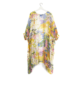 El último diseño de <span class=keywords><strong>lino</strong></span> impreso amarillo pijamas vestidos de boda nupcial trajes de manga larga vestidos de noche - Product Image 2