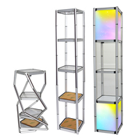 Présentoir à tour torsadée pliante pour salon professionnel Compteur rotatif rond en aluminium pour présentoirs