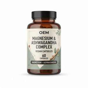 Cápsulas de Magnesio 420mg y Ashwagandha 450mg, 60 Unidades, Fabricante OEM ODM, Etiqueta Privada, Directo de Fábrica - Product Image 1