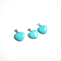 HUIYING Vente en gros de pendentifs cœur en pierre précieuse bleu turquoise pour la fabrication de colliers et de bracelets