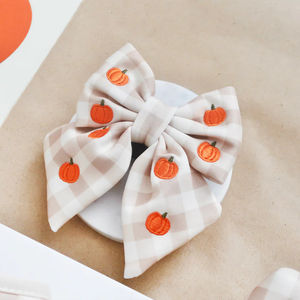 Privé label geborduurde hondenharnas, geruite designer harnas en riemset, tweekleurige seersucker Vichy luxe hondenharnas set - Product Image 2