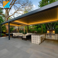 Pergola en aluminium à toit à persiennes double couche, protection contre les intempéries, imperméable, motorisée, pour jacuzzi, spa extérieur