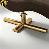 Table de massage et de soin des cils de luxe, en cuir PU marron, base croisée dorée, hauteur réglable, pour usage commercial