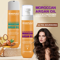 BINEFULL 250ML Crème d'huile d'argan marocaine biologique ultra-nourrissante, après-shampoissant sans rinçage, formule 2-en-1, réparation des dommages, tous types de cheveux, ISO