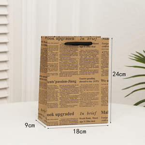 Bolsas de regalo y compras de papel kraft resistente con asas hechas de periódico impreso reciclado - Product Image 4