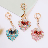 Porte-clés en alliage créatif avec pendentif paon, vente en gros, fabricant de petits cadeaux d'Asie du Sud-Est