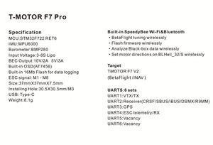 ตัวควบคุมการบิน T-MOTOR F7 PRO STM32F722 RET6 V2 แบบ Type-C พร้อม Wi-Fi ในตัว 8x PWM BF/INAV ผลิตจากโลหะและพลาสติก สำหรับโดรนแข่ง RC - Product Image 4