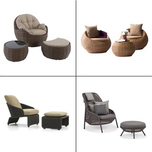 Ensemble trois pièces de chaises en rotin <span class=keywords><strong>pour</strong></span> jardin, <span class=keywords><strong>balcon</strong></span> et loisirs, avec table basse, mobilier imperméable et résistant aux UV <span class=keywords><strong>pour</strong></span> usage hôtelier - Product Image 5