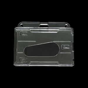 High Quality <b>Polycarbonate</b> Id Badge Hard <b>Plastic</b> Pc 2 Slots Crystal Clear Transparent Working Card Holder - Product Image 3