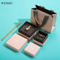 WEIMEI Ensemble de Bijoux Imprimé Personnalisé Boîte Sac en Papier Personnalisé Bracelet en Velours Pochette Couvercle en Carton Boîtes d'Emballage de Bijoux