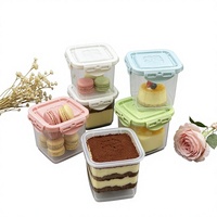 Conteneur de stockage en plastique PET hermétique portable jetable avec couvercle à fermeture à pression, transparent, carré, personnalisable, pour collations, biscuits, desserts