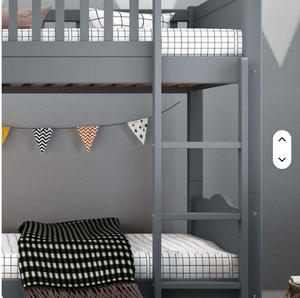 Cama <span class=keywords><strong>litera</strong></span> infantil de madera de pino maciza <span class=keywords><strong>con</strong></span> tobogán y <span class=keywords><strong>escaleras</strong></span>, ¡gran oferta! - Product Image 4