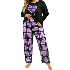 Camiseta con estampado de amor informal holgada de talla grande para <span class=keywords><strong>mujer</strong></span> americana europea, pantalones de manga larga, traje sencillo de <span class=keywords><strong>invierno</strong></span> para <span class=keywords><strong>mujer</strong></span> gorda - Product Image 4