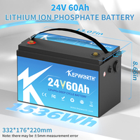 Venta Directa de Fábrica, Stock en el Extranjero, Paquete de Baterías de Litio Hierro Fosfato LiFePO4 de 24V 60Ah con BMS Integrado para Bicicleta Eléctrica y Vehículo Turístico
