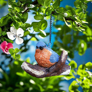 Statue artisanale en résine personnalisée, motif petit oiseau bleu mignon, peinte à la main, pour décoration extérieure de jardin - Product Image 5