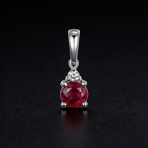 Pendentif classique en or massif 10K/14K/18K avec rubis CVD cultivé en laboratoire IGI/HPHT, cadeau de fiançailles, pierre de naissance de juillet, chaîne de pull unisexe - Product Image 3