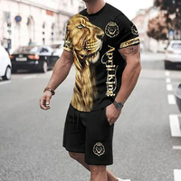 Ensemble short et t-shirt unisexe de sport, imprimé animal 3D, léger, respirant, anti-transpiration, écologique, tenue décontractée d'été