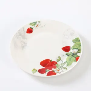 Wholesale Cheap Porcelain Cut Edge Soup/ Dinner/ Dessert Plates & Dishes sets with flower & Gold/ Trim Silver Rim Yellow Line