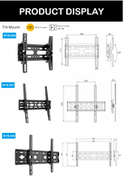 Soporte de montaje de movimiento completo de pared de TV de Metal de 14 "-43" 18kg para interiores del fabricante, superventas, soporte LED LCD