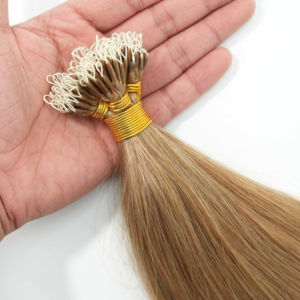 Extensions de cheveux de haute qualité 6D à pointe de plume, 100% cheveux humains Remy, teintes blondes luxueuses, lisses, effet plume, micro-liaison - Product Image 2