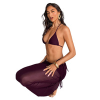 Ensemble de maillot de bain femme tendance 2026, manches longues, protection anti-UV, couverture en maille transparente, 3 pièces, vêtements de plage pour la natation et le surf