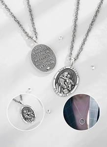 Merryshine 925 joyería religiosa de plata esterlina St Michael/Christopher/Jude/Benedict/Joseph/ Saint Anthony collar de medalla - Product Image 6