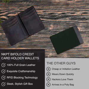 Venta caliente de fábrica Vintage marrón bolsillo frontal tarjetero RFID bloqueo Delgado PU cuero plegable billetera para hombre - Product Image 2