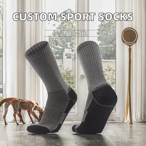 Athletic <b>Training</b> Sport <b>Socks</b> Crew Knitted Anti Slip Polyester Cotton Men Summer Grey Black White - Product Image 2
